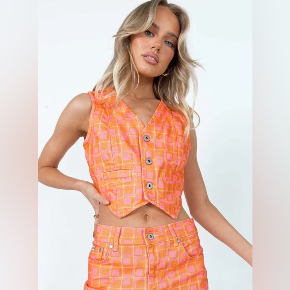The Ragged Priest Pink Orange Waistcoat Vest
